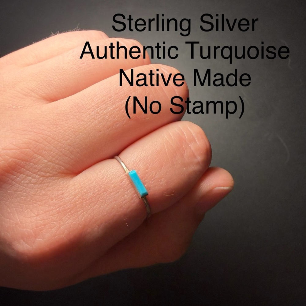 Authentic Turquoise Slim Bar Ring - Native Made